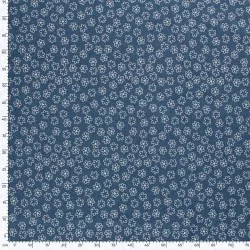 Tissu Jean stretch bleu clair imprimé fleurs blanches | Tissus Loup