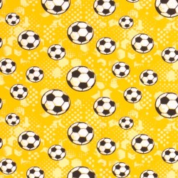 Tissu Jersey coton Football fond jaune | Tissus Loup