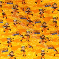 Tissu coton sous licence Naruto Shippuden Fond jaune orange | Tissus Loup