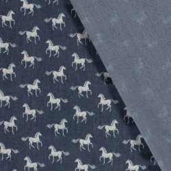 Tissu Jean stretch bleu foncé chevaux | Tissus Loup