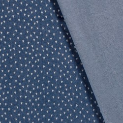 Tissu Jean stretch imprimé bleu clair petits Cœurs | Tissus Loup