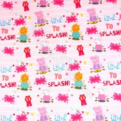 Tissu coton sous licence Peppa Pig et Candy Cat Fond Rose | Tissus Loup