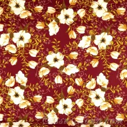 Tissu Coton Philadelphus Fleurs Blanches Fond Terracotta | Tissus Loup