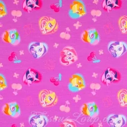 Tissu Jersey coton My Little Pony Fond violet rose Mon Petit Poney | Tissus Loup