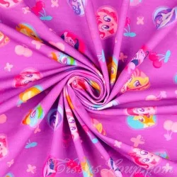 Tissu Jersey coton My Little Pony Fond violet rose Mon Petit Poney | Tissus Loup