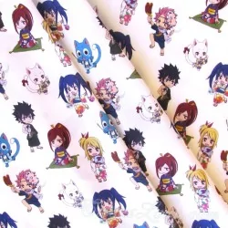Tissu coton Fairy Tail Animé  Manga Fond Blanc | Tissus Loup