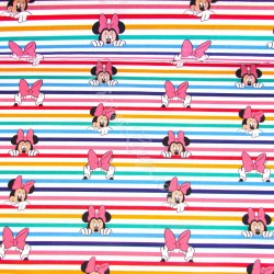 Tissu Coton Minnie Mouse Rayures Arc-en-Ciel Disney | Tissus Loup