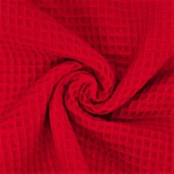 Tissu Coton Nid d'Abeille Rouge | Tissus Loup
