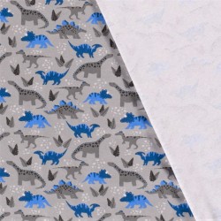 Tissu Jersey coton Dinosaures Fond Gris | Tissus Loup