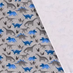 Tissu Jersey coton Dinosaures Fond Gris | Tissus Loup