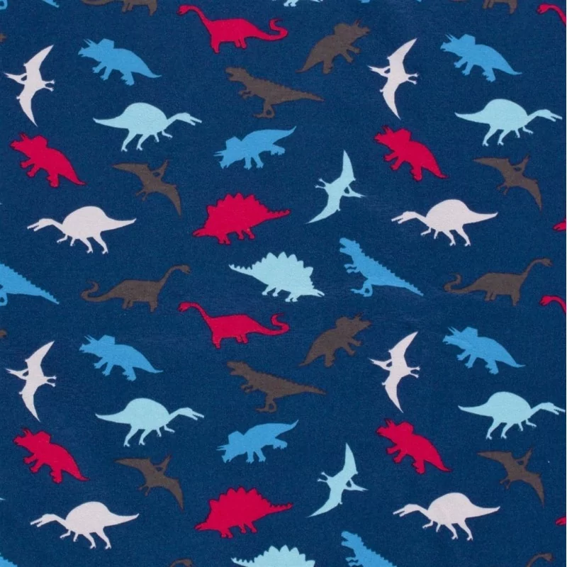 Tissu Jersey coton Dinosaures Fond Bleu Marine | Tissus Loup