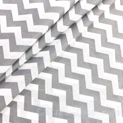 Tissu Coton Zigzags Gris Fond Blanc | Tissus Loup