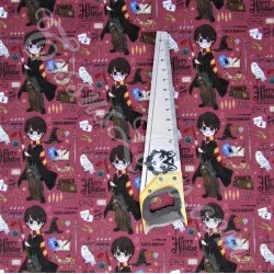 Tissu Coton Harry Potter fond bordeaux | Tissus Loup