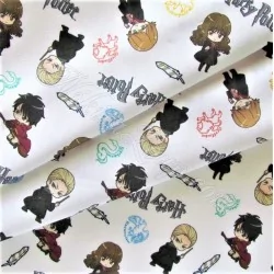 Tissu Coton Harry Potter Fond Blanc | Tissus Loup