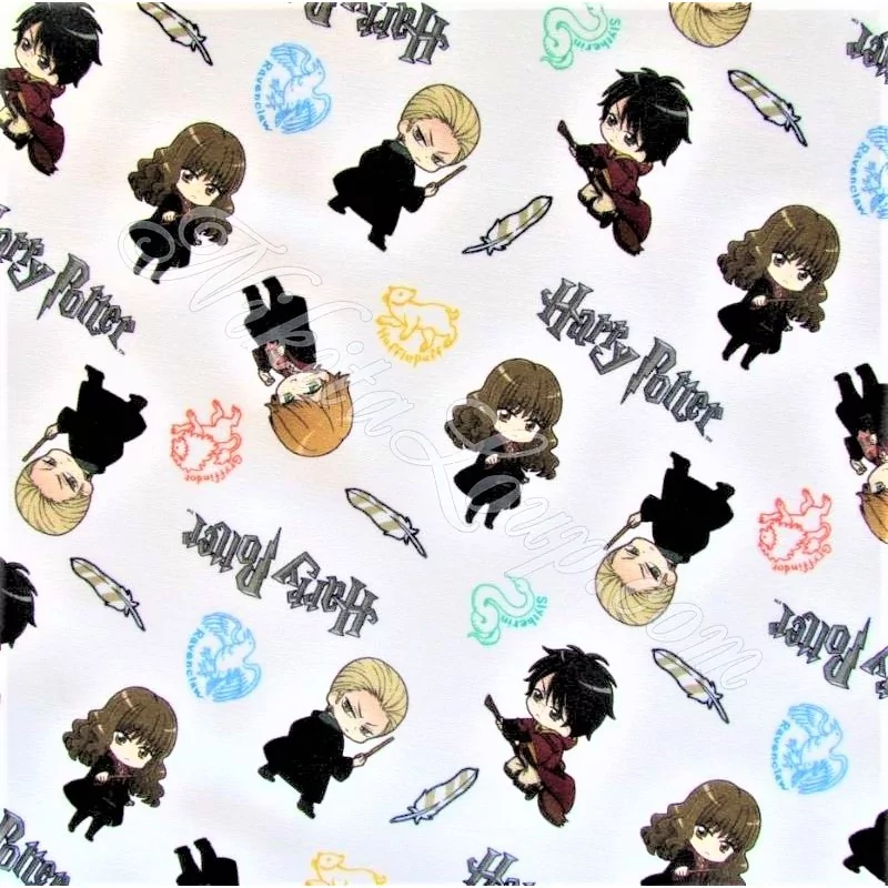 Tissu Coton Harry Potter Fond Blanc | Tissus Loup