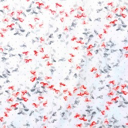 Tissu Coton Fleurs Rouges et Grises | Tissus Loup