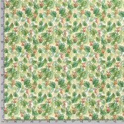 Tissu Jersey Petit Singe et Feuillage Monstera | Tissus Loup