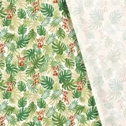 Tissu Jersey Petit Singe et Feuillage Monstera | Tissus Loup