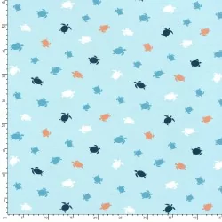 Tissu Jersey coton Tortues marines fond bleu turquoise | Tissus Loup