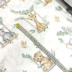 Tissu Coton Animaux de la Savane en Balançoire | Tissus Loup