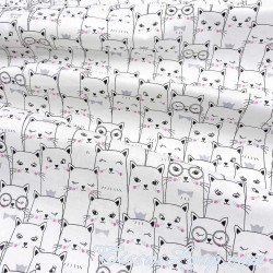 Tissu Coton Chats Blancs | Tissus Loup