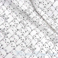 Tissu Coton Chats Blancs | Tissus Loup