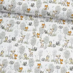 Tissu Coton Petits Animaux de la Foret | Tissus Loup