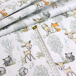 Tissu Coton Petits Animaux de la Foret | Tissus Loup