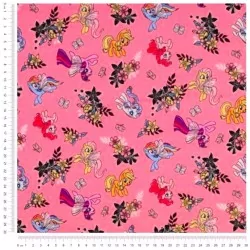 Tissu Jersey coton My Little Pony et Fleurs Mon Petit Poney | Tissus Loup