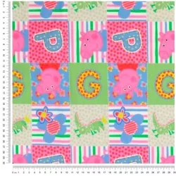 Tissu Jersey coton Peppa Pig en patchwork | Tissus Loup