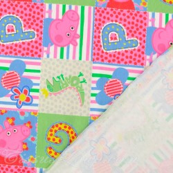 Tissu Jersey coton Peppa Pig en patchwork | Tissus Loup