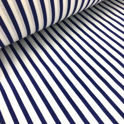 Tissu Coton Rayures Bleu Marine et Blanc | Tissus Loup