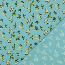 Tissu Jersey Fleurs des Champs Fond Vert | Tissus Loup