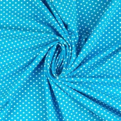 Tissu Jersey Pois Blanc 3mm Fond Bleu Turquoise | Tissus Loup