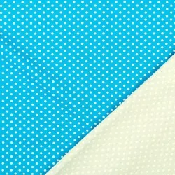 Tissu Jersey Pois Blanc 3mm Fond Bleu Turquoise | Tissus Loup