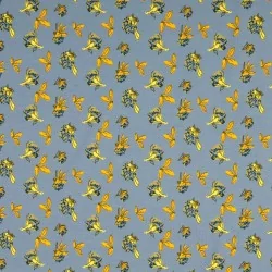 Tissu Jersey Fleurs des Champs Fond Bleu Gris | Tissus Loup