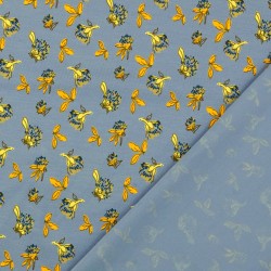 Tissu Jersey Fleurs des Champs Fond Bleu Gris | Tissus Loup