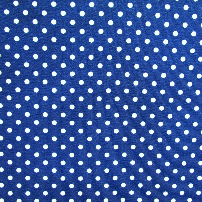 Tissu Jersey Pois Blanc 3mm Fond Bleu Roi | Tissus Loup