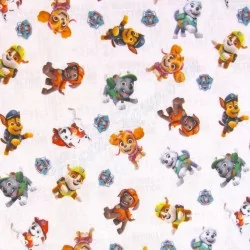 Tissu Coton La Pat Patrouille Fond Blanc | Tissus Loup