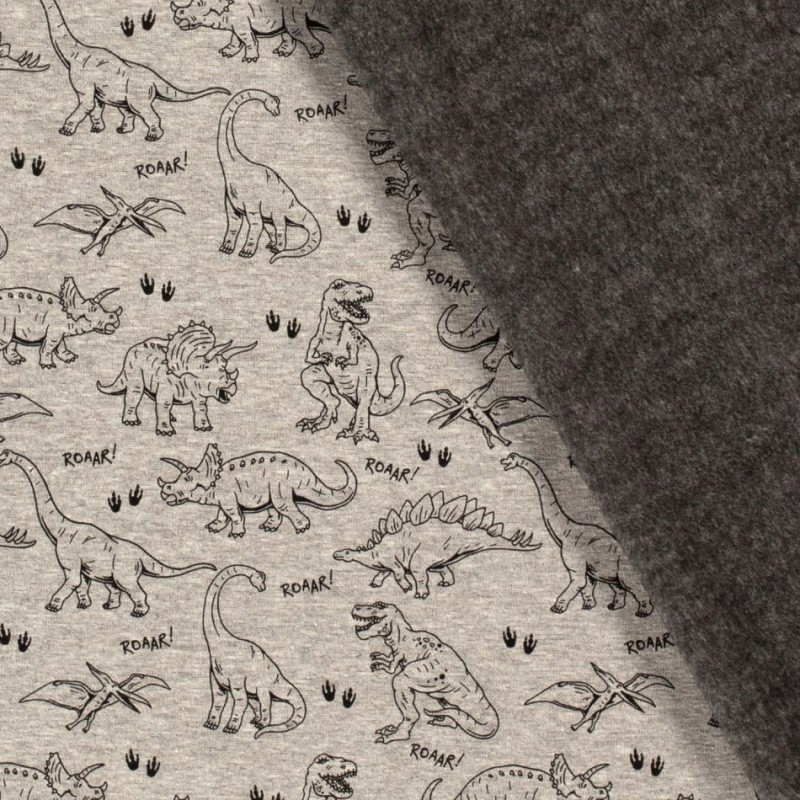 Tissu Sweat Polaire Alpine Dinosaures | Tissus Loup