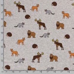 Tissu Sweat Polaire Alpine Animaux de la Foret | Tissus Loup