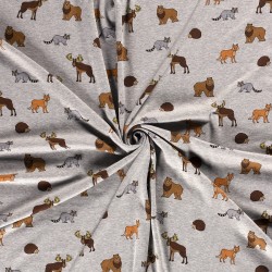 Tissu Sweat Polaire Alpine Animaux de la Foret | Tissus Loup