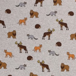 Tissu Sweat Polaire Alpine Animaux de la Foret | Tissus Loup