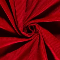 Tissu Velours Côtelé Stretch Rouge grosses côtes 4,5 mm | Tissus Loup