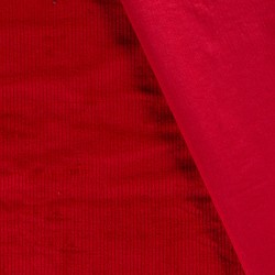 Tissu Velours Côtelé Stretch Rouge grosses côtes 4,5 mm | Tissus Loup