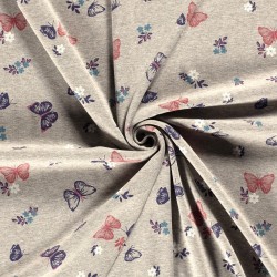 Tissu Sweat Polaire Alpine Papillons et Fleurs | Tissus Loup