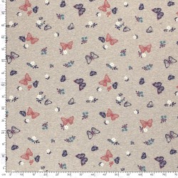 Tissu Sweat Polaire Alpine Papillons et Fleurs | Tissus Loup