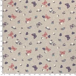 Tissu Sweat Polaire Alpine Papillons et Fleurs | Tissus Loup