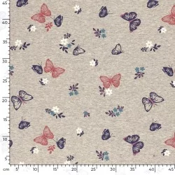 Tissu Sweat Polaire Alpine Papillons et Fleurs | Tissus Loup