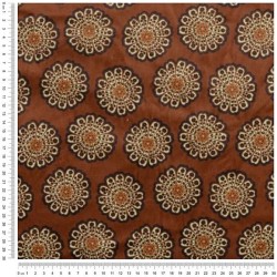 Tissu Suédine marron fleurs mandala double face fourrure noisette | Tissus Loup